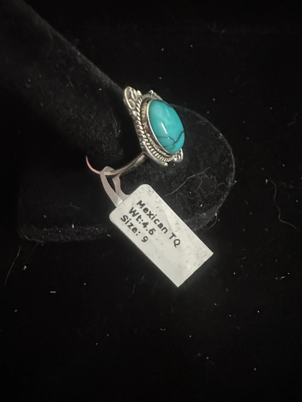 925 Sterling Silver Mexican Turquoise size 9 Ring - Picture 3 of 4